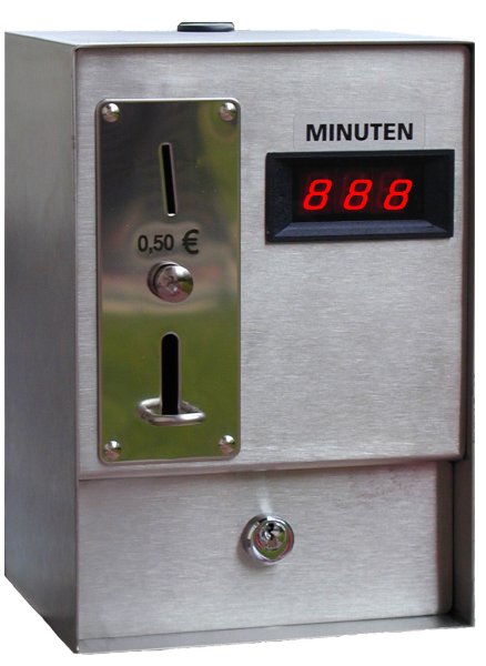 RVS Muntautomaat met minuten aanduiding 230V AC